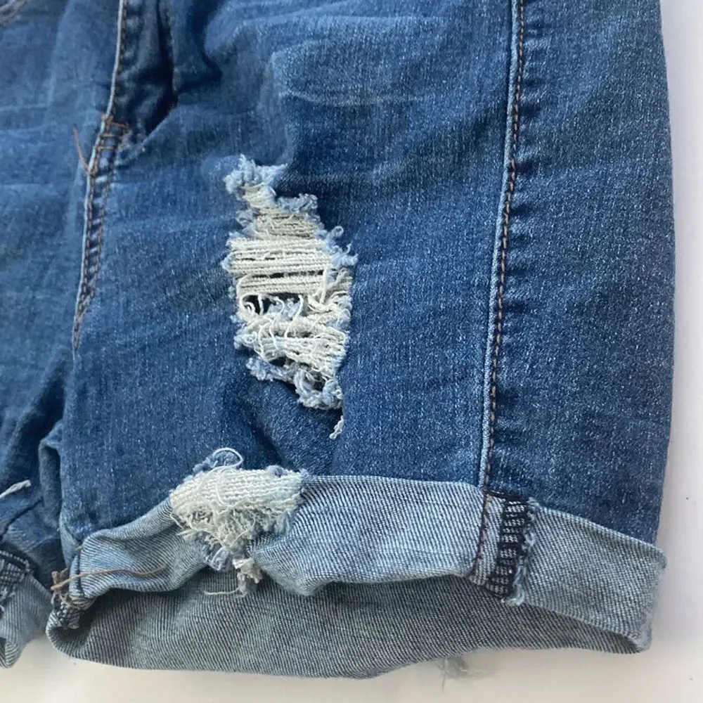 Nina Rossi Distressed Ultra Ribcage High Jorts Denim Shorts Medium Wash Sz 5